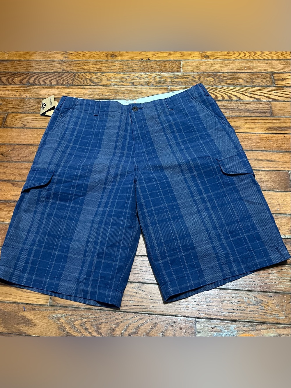 Dockers Blue Plaid Cargo Shorts size 34